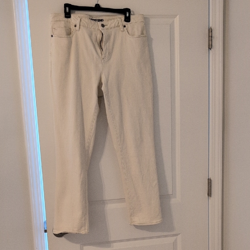 Lands' End Cream Straight Leg Jeans